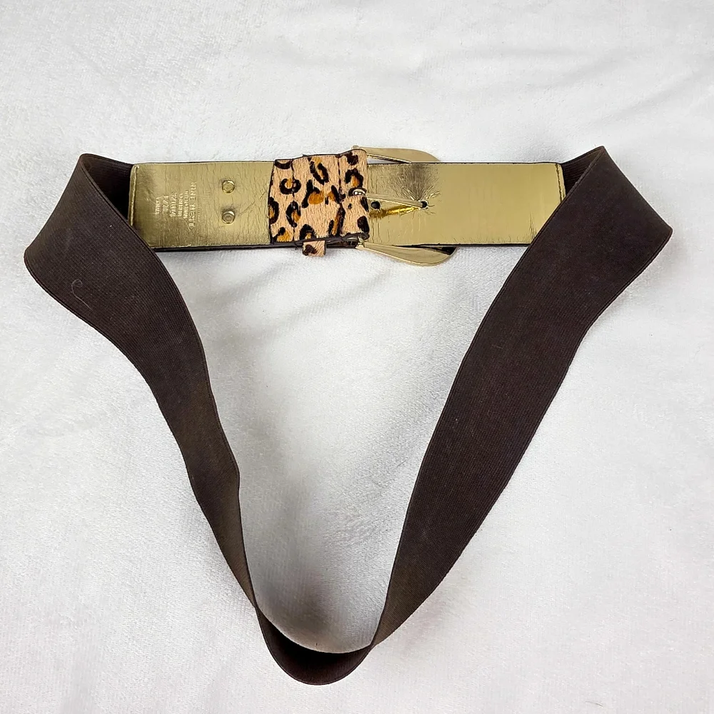 Nine West Leopard Cow Hair Wide Belt Size L/XL